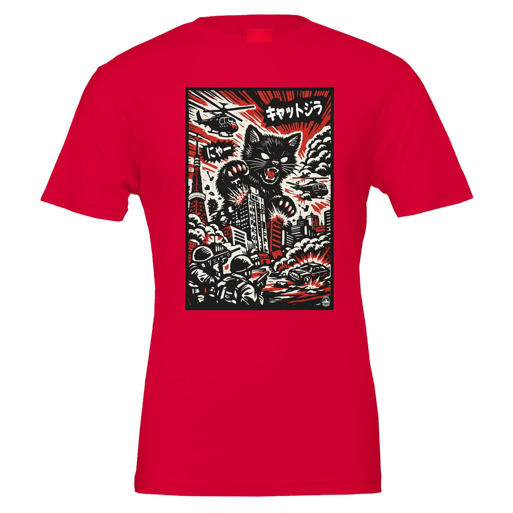 Kaiju Cat T Shirt Red